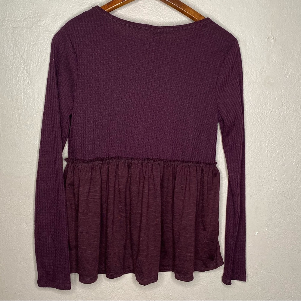 Long Sleeve Peplum Blouse - Knox Rose™ Plum L - Picture 3 of 5